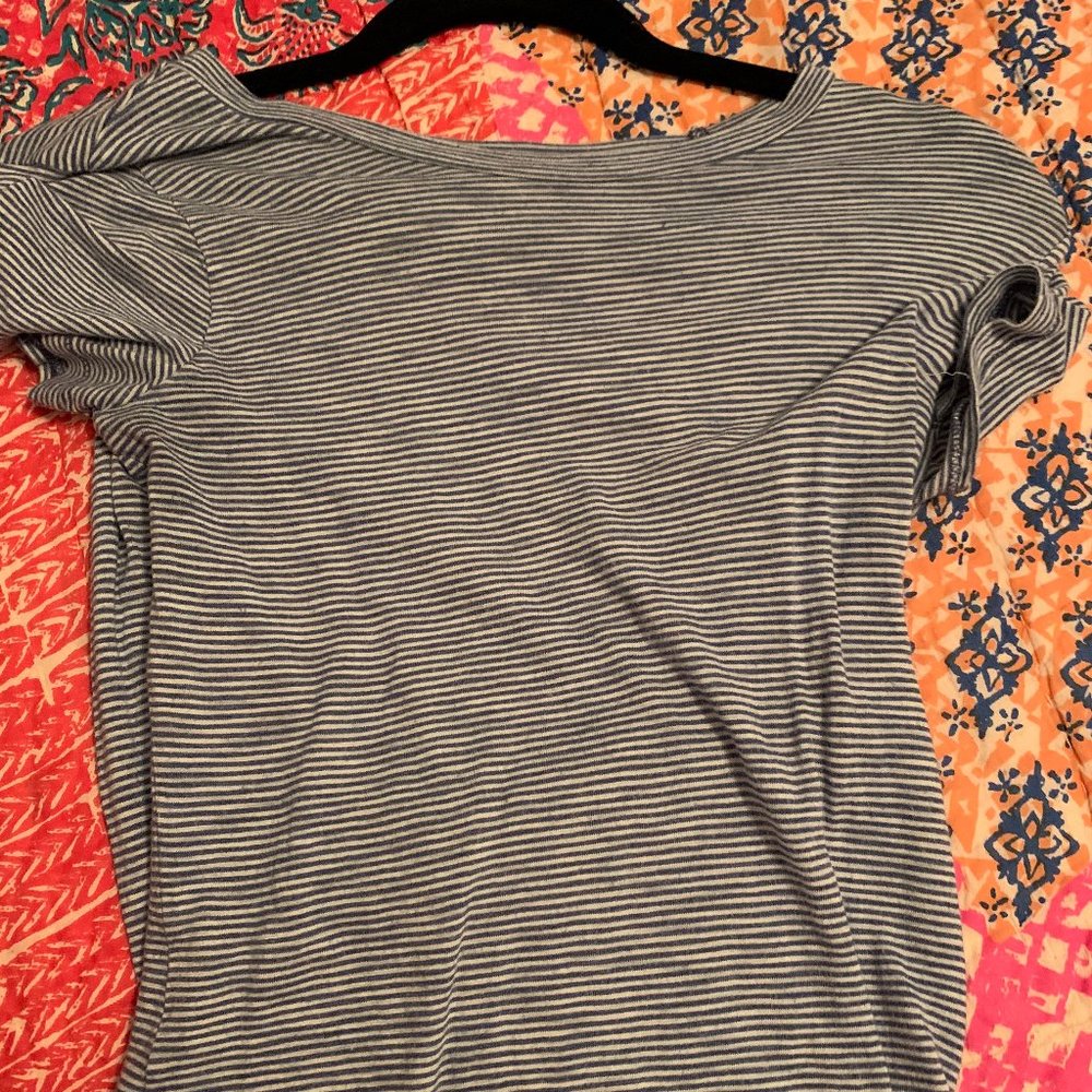 Blue and white striped top